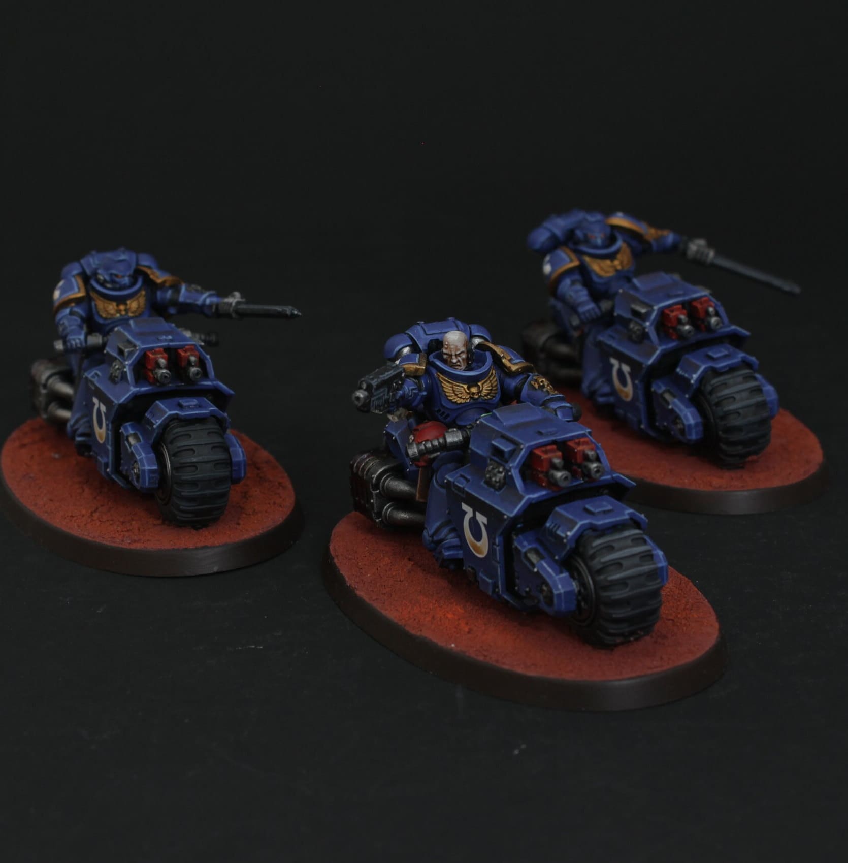 Primaris Spacemarine outrider squad. Supplied and Painted bike squad Warhammer 40k.