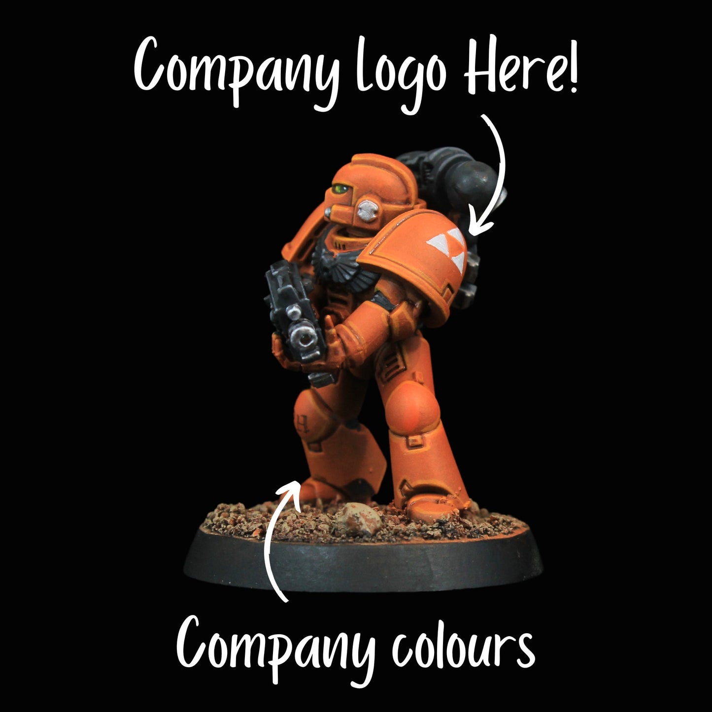 Warhammer 40k Tactical Space marine with CUSTOM LOGO - corporate gift or office mascot