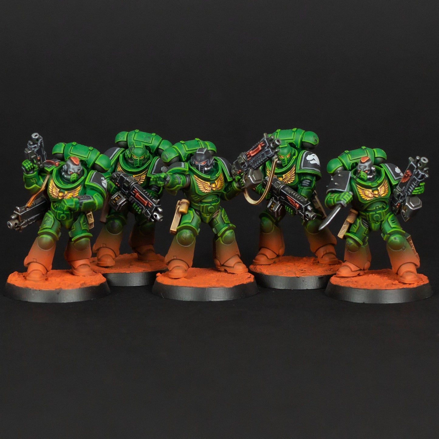 Salamander Army - Warhammer 40k painted Primaris Space marine Army